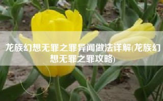 龙族幻想无罪之罪异闻做法详解(龙族幻想无罪之罪攻略)