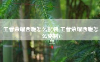 王者荣耀西施怎么配装(王者荣耀西施怎么克制)