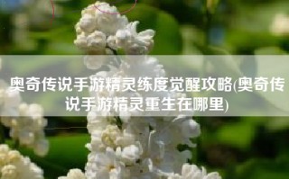 奥奇传说手游精灵练度觉醒攻略(奥奇传说手游精灵重生在哪里)