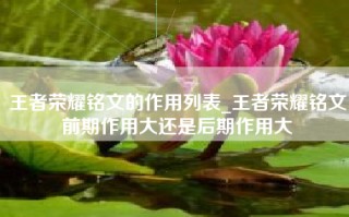 王者荣耀铭文的作用列表_王者荣耀铭文前期作用大还是后期作用大