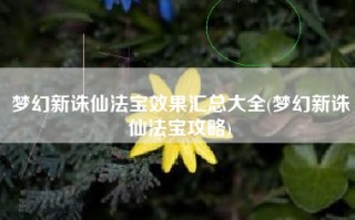 梦幻新诛仙法宝效果汇总大全(梦幻新诛仙法宝攻略)