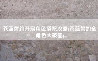 苍蓝誓约开局角色搭配攻略(苍蓝誓约全角色大破图)