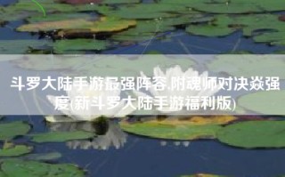 斗罗大陆手游最强阵容,附魂师对决焱强度(新斗罗大陆手游福利版)
