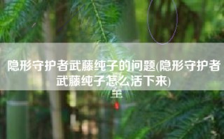 隐形守护者武藤纯子的问题(隐形守护者武藤纯子怎么活下来)