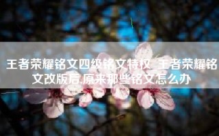 王者荣耀铭文四级铭文特权_王者荣耀铭文改版后,原来那些铭文怎么办
