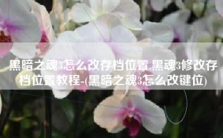 黑暗之魂3怎么改存档位置,黑魂3修改存档位置教程-(黑暗之魂3怎么改键位)