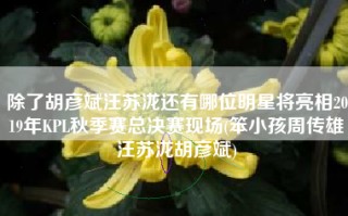 除了胡彦斌汪苏泷还有哪位明星将亮相2019年KPL秋季赛总决赛现场(笨小孩周传雄汪苏泷胡彦斌)