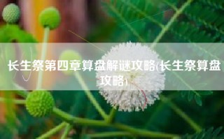 长生祭第四章算盘解谜攻略(长生祭算盘攻略)