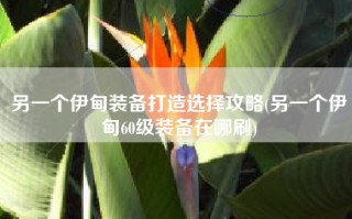 另一个伊甸装备打造选择攻略(另一个伊甸60级装备在哪刷)