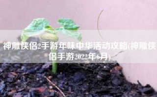 神雕侠侣2手游年味中华活动攻略(神雕侠侣手游2022年6月)