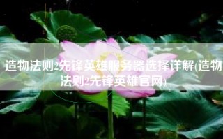 造物法则2先锋英雄服务器选择详解(造物法则2先锋英雄官网)