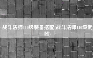 战斗法师110级装备搭配(战斗法师110级武器)