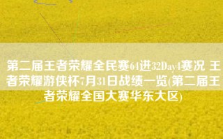 第二届王者荣耀全民赛64进32Day4赛况 王者荣耀游侠杯7月31日战绩一览(第二届王者荣耀全国大赛华东大区)