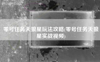零号任务天狼星玩法攻略(零号任务天狼星实战视频)