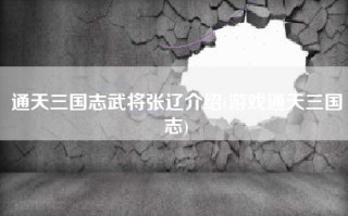 通天三国志武将张辽介绍(游戏通天三国志)
