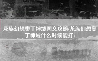 龙族幻想奥丁神域图文攻略(龙族幻想奥丁神域什么时候能打)