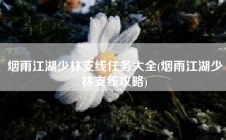 烟雨江湖少林支线任务大全(烟雨江湖少林支线攻略)