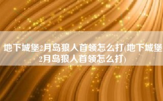 地下城堡2月岛狼人首领怎么打(地下城堡2月岛狼人首领怎么打)