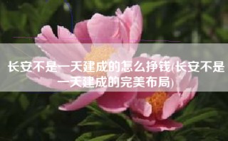 长安不是一天建成的怎么挣钱(长安不是一天建成的完美布局)