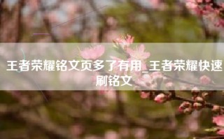 王者荣耀铭文页多了有用_王者荣耀快速刷铭文