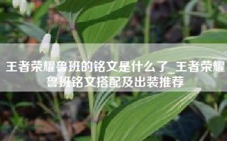 王者荣耀鲁班的铭文是什么了_王者荣耀鲁班铭文搭配及出装推荐