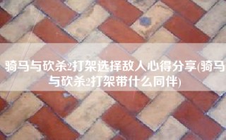 骑马与砍杀2打架选择敌人心得分享(骑马与砍杀2打架带什么同伴)