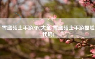 雪鹰领主手游NPC大全(雪鹰领主手游捏脸代码)