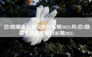 忍3隐藏金钥匙兑换码长期20225月(忍3隐藏金钥匙兑换码长期2021)