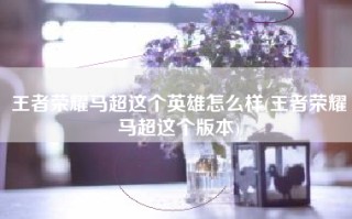 王者荣耀马超这个英雄怎么样(王者荣耀马超这个版本)