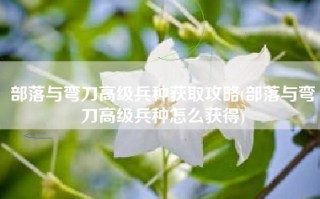 部落与弯刀高级兵种获取攻略(部落与弯刀高级兵种怎么获得)