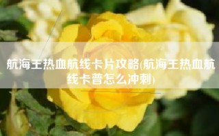 航海王热血航线卡片攻略(航海王热血航线卡普怎么冲刺)
