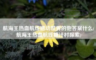 航海王热血航线撼动世界的他答案什么(航海王热血航线糖汁村探索)