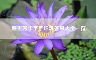 盛世芳华字字珠玑答案大全一览