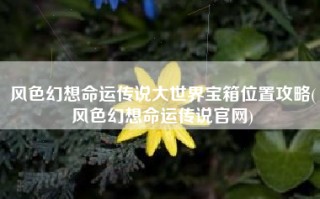 风色幻想命运传说大世界宝箱位置攻略(风色幻想命运传说官网)