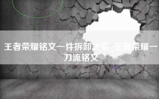 王者荣耀铭文一件拆卸之后_王者荣耀一刀流铭文