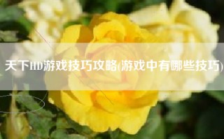 天下HD游戏技巧攻略(游戏中有哪些技巧)