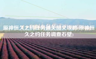 原神恒久之约任务通关图文攻略(原神恒久之约任务调查石壁)