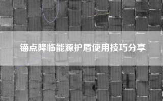 锚点降临能源护盾使用技巧分享