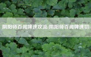 阴阳师百闻牌速攻流(阴阳师百闻牌速切)