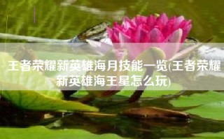 王者荣耀新英雄海月技能一览(王者荣耀新英雄海王星怎么玩)