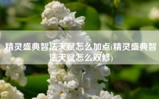 精灵盛典智法天赋怎么加点(精灵盛典智法天赋怎么双修)