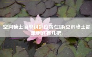 空洞骑士简单钥匙位置在哪(空洞骑士简单钥匙有几把)