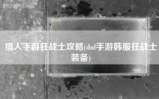 猎人手游狂战士攻略(dnf手游韩服狂战士装备)