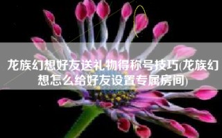 龙族幻想好友送礼物得称号技巧(龙族幻想怎么给好友设置专属房间)