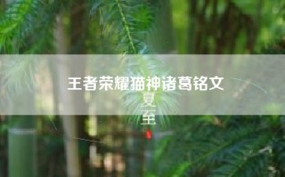 王者荣耀猫神诸葛铭文