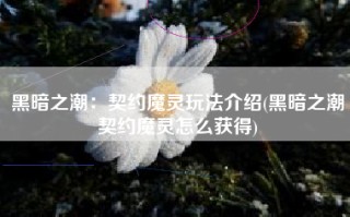 黑暗之潮：契约魔灵玩法介绍(黑暗之潮契约魔灵怎么获得)