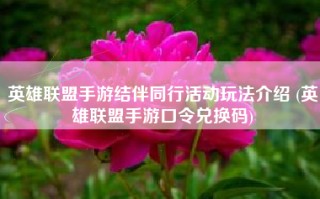 英雄联盟手游结伴同行活动玩法介绍 (英雄联盟手游口令兑换码)