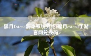 黑月Extend副本系统介绍(黑月extend手游官网兑换码)