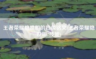 王者荣耀隐世明的四级铭文(王者荣耀隐世明2技能)
