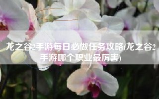 龙之谷2手游每日必做任务攻略(龙之谷2手游哪个职业最厉害)